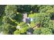 Aerial view highlighting a home with a swimming pool surrounded by lush greenery and trees at 3315 Swepsonville Saxapahaw Rd, Graham, NC 27253