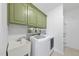 Well-equipped laundry room features ample cabinetry, sink, and a washer and dryer at 55 Kristopher Woods Dr, Youngsville, NC 27596