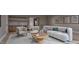 Elegant living room with modern seating arrangement, light wood floors and stylish artwork at 6736 Brixley Crest Ct, Raleigh, NC 27614