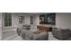 Stylish living room featuring a home entertainment center, sofa and contemporary design at 6736 Brixley Crest Ct, Raleigh, NC 27614