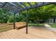 Wooden deck with pergola, built-in bench, and a view of the serene backyard at 7309 Forest Glade Ct, Raleigh, NC 27615