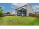 Backyard featuring a screened-in porch and fenced-in backyard at 8005 Caithness St, Raleigh, NC 27616