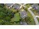 Aerial view of home showcasing its large backyard with mature trees on a quiet cul-de-sac street at 81 Northcliff Ct, Clayton, NC 27527