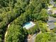 A serene pool area surrounded by lush greenery, promising relaxation and privacy at 110 Bonhill Ct, Apex, NC 27502