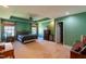 Spacious main bedroom with trey ceilings, ceiling fan, and natural light at 1122 Birkdale Dr, Mebane, NC 27302