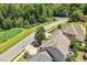 Aesthetic aerial view of a neighborhood with sidewalks and mature trees lining the streets at 1413 Lily Creek Dr, Cary, NC 27518