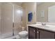 Bathroom with a glass shower, vanity, and toilet at 1413 Lily Creek Dr, Cary, NC 27518