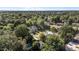 Aerial view showcases homes nestled among mature trees in a neighborhood setting on a bright and sunny day at 1811 Ridley St, Raleigh, NC 27608
