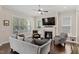 Inviting living room boasts a fireplace, large windows, and hardwood floors at 220 W Winmore Ave, Chapel Hill, NC 27516