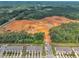A wide aerial view of a large construction site and residences nestled in a wooded area at 287 White Oak Ridge Dr, Garner, NC 27529