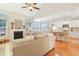 Open-concept view showcasing the fireplace, breakfast nook and kitchen, great for entertaining at 3058 Hyco Lake Ct, Fuquay Varina, NC 27526