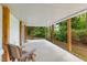 Covered back patio with a view to green trees and nature at 394 Flanagan Rd, Henderson, NC 27537