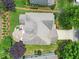 Bird's-eye view of home featuring an outdoor patio with firepit and lush landscaping at 4229 Cats Paw Ct, Wake Forest, NC 27587