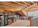 Large unfinished attic space with exposed beams at 4229 Cats Paw Ct, Wake Forest, NC 27587