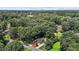 An aerial view showcasing the property's lush surroundings and proximity to the city skyline in the distance at 4404 Susan Dr, Raleigh, NC 27603