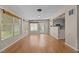 Bright living room features hardwood floors, a patio exit, and an open layout at 4404 Susan Dr, Raleigh, NC 27603