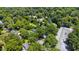 Wide aerial neighborhood shot showing lush greenery and the location of the homes at 503 Tarleton Ave, Burlington, NC 27215