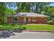 Inviting red brick ranch-style home with a lush green lawn and mature trees, offering classic charm and curb appeal at 503 Tarleton Ave, Burlington, NC 27215