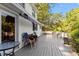 Large back deck with seating areas and outdoor dining space at 506 Currin St, Durham, NC 27703