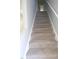 Carpeted staircase ascending to the upper level, providing a comfortable and quiet transition at 5893 Shady Grove Cir, Raleigh, NC 27609