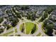 A stunning aerial view of the neighborhood showcasing lush greenery and well-maintained homes at 690 Great Ridge Pkwy, Chapel Hill, NC 27516