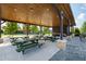 A covered pavilion with picnic tables, perfect for outdoor gatherings and relaxation at 690 Great Ridge Pkwy, Chapel Hill, NC 27516