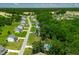 Beautiful aerial view showcases meticulously planned neighborhood with manicured lawns and a community swimming pool at 8341 Running Fern Way, Willow Springs, NC 27592