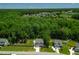 Scenic aerial shot of the property surrounded by lush greenery, offering privacy and tranquility at 8341 Running Fern Way, Willow Springs, NC 27592