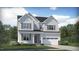 Charming two-story home with a covered porch, white siding, dark shutters, and a two-car garage at 949 Cassa Clubhouse Way, Knightdale, NC 27545