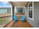 Cozy porch featuring two Adirondack chairs and wood flooring, perfect for relaxing outdoors at 1006 Whistler St, Durham, NC 27713