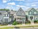 Charming gray two-story home with blue door and inviting front porch at 1006 Whistler St, Durham, NC 27713