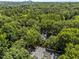 Aerial view of the home nestled among dense trees in a serene, verdant neighborhood at 1105 Tazwell Pl, Raleigh, NC 27612