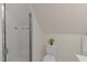 Bathroom featuring glass shower and clean white toilet at 1105 Tazwell Pl, Raleigh, NC 27612