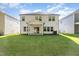 Home's backyard showing a well-kept lawn and the white siding of the two-story home at 1113 Umstead Grove Way, Durham, NC 27712
