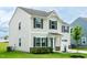 Charming two-story home featuring stone accents, a two-car garage, and a well-maintained lawn at 1476 Burgundy Bluff Ln, Zebulon, NC 27597