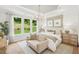 Bright bedroom with tray ceiling and large windows offering a view of the yard at 160 Serene Xing, Fuquay Varina, NC 27526