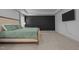 Main bedroom offers tray ceiling, striking black accent wall, and carpet flooring at 165 Hickory Grv Dr, Sanford, NC 27330