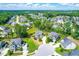 Expansive aerial view of a residential neighborhood featuring tree-lined streets and well-maintained homes at 3504 Regent Pines Dr, New Hill, NC 27562