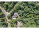 Stunning aerial view of a secluded home surrounded by lush greenery and mature trees at 3606 Dairy Pond Pl, Durham, NC 27705