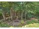 Charming backyard patio area with stone pavers and a table set amid lush greenery at 3606 Dairy Pond Pl, Durham, NC 27705