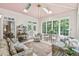 Bright sun room with skylights, sitting area, tile floor, and views of the backyard at 3606 Dairy Pond Pl, Durham, NC 27705
