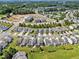 Aerial view of a neighborhood showcasing well-manicured lawns and community layout at 437 Excalibur Dr, Morrisville, NC 27560