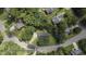 An aerial view showcases the property's boundaries and location amidst lush greenery and neighborhood at 5320 Middleton Rd, Durham, NC 27713