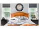Bedroom featuring a decorative clock, two windows, and neutral decor at 698 Maple Springs Ln, Bear Creek, NC 27207