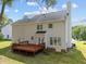 Back of the home showing a deck, siding, and landscaped backyard at 8 Summertime Ct, Durham, NC 27707