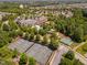 Community clubhouse featuring tennis courts, pool, and green space for neighborhood enjoyment at 112 Sabiston Ct, Cary, NC 27519