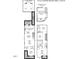 Floor plan highlighting the layout of the home's kitchen, living area, and bedrooms at 1125 Russet Ln, Apex, NC 27523