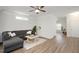 Inviting living room featuring a comfortable sofa and seamless flow, perfect for relaxation at 1125 Russet Ln, Apex, NC 27523