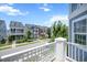 Charming neighborhood homes with manicured lawns seen from a balcony with white railings on a sunny day at 1125 Russet Ln, Apex, NC 27523