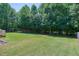 Backyard showing a lawn and tall trees at 129 Middlegreen Pl, Holly Springs, NC 27540
